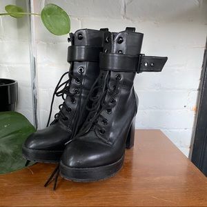 UO Kennedy heeled lace up boots.